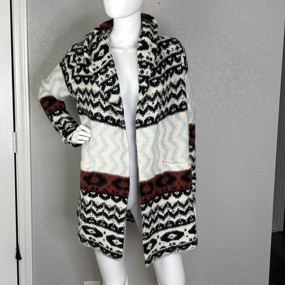 NWOT Abercrombie & Fitch Women's Cardigan Wool Alpaca Blend Hooded Tribal Sz M